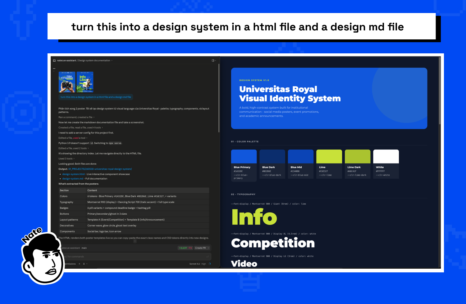 Screenshot Prompt 1 - Claude trích xuất design system từ ảnh Pinterest